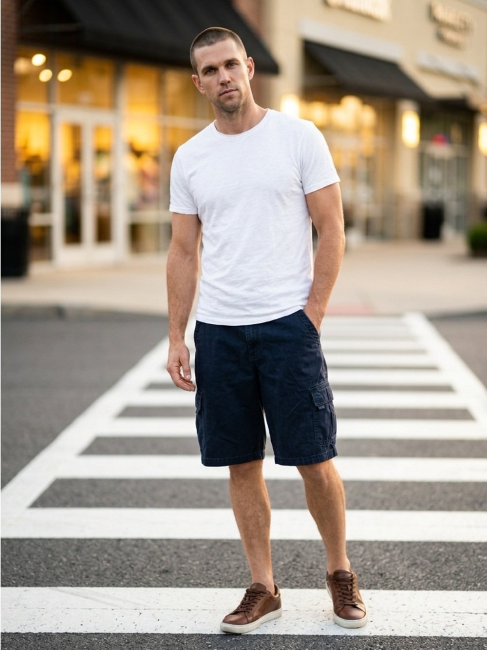 Men's Cargo Shorts in Dark Blue - Everyday Utility
